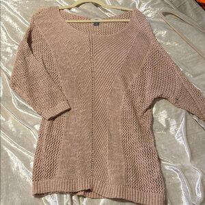 Old Navy Pink Crew Neck Sweater with Ribbed Texture